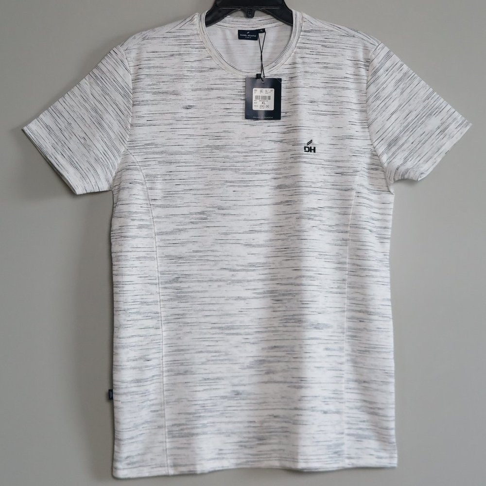 NWT Daniel Hechter Paris Gray White Logo Tee Shirt Size XL MSRP $290